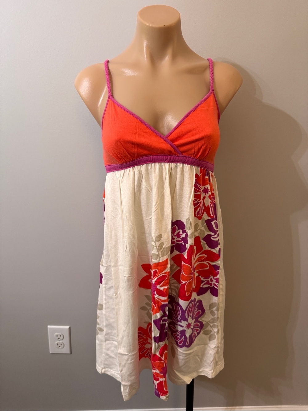 Aéropostale Dress Hibiscus Flowers Orange Pink Purple Medium 2009